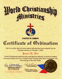 ordination certificate